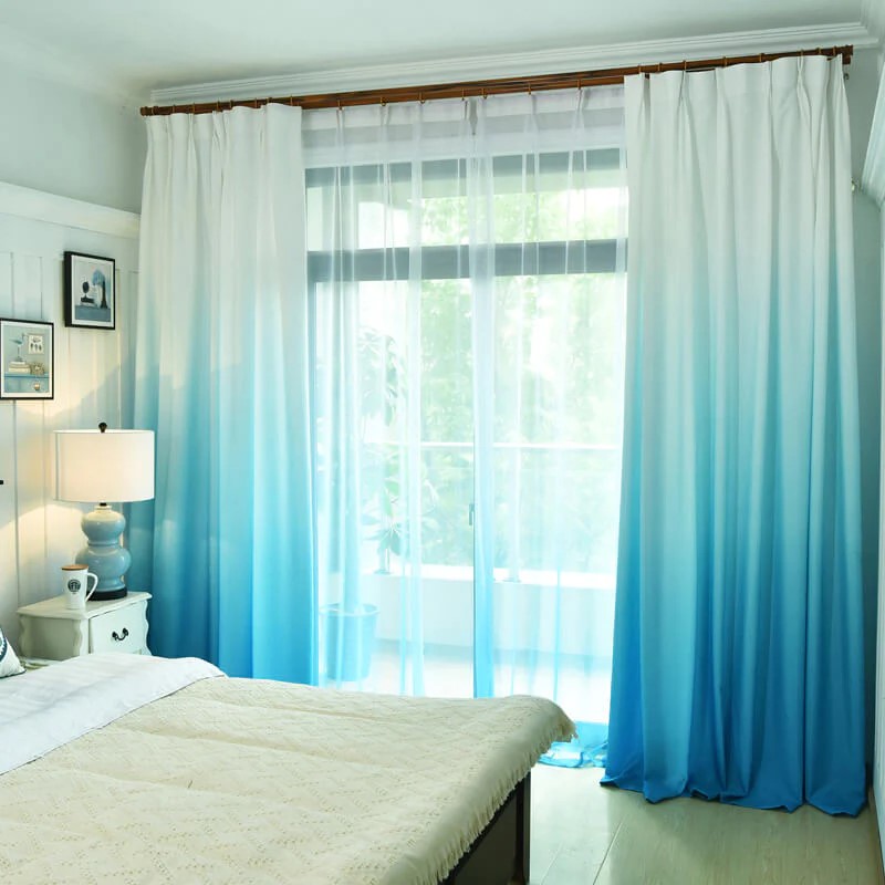 Shading Effect Blackout Curtain- Blue Color